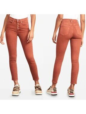 Veronica Beard Womens Maera Skinny Fit Cinnamon Jeans Size 26 Button Fly